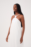 Vestido Cropped Linho Decote Bolas