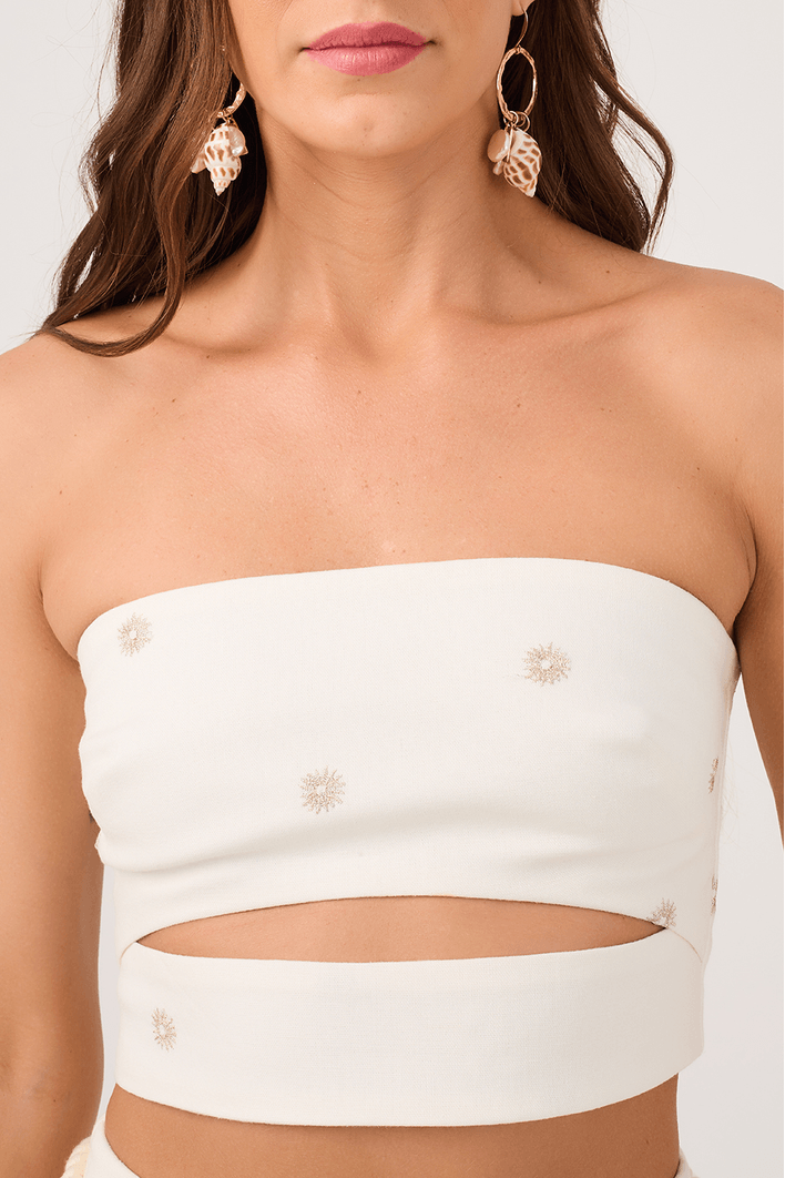Top Linho Bordado Lurex Sol