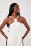 Vestido Cropped Linho Decote Bolas