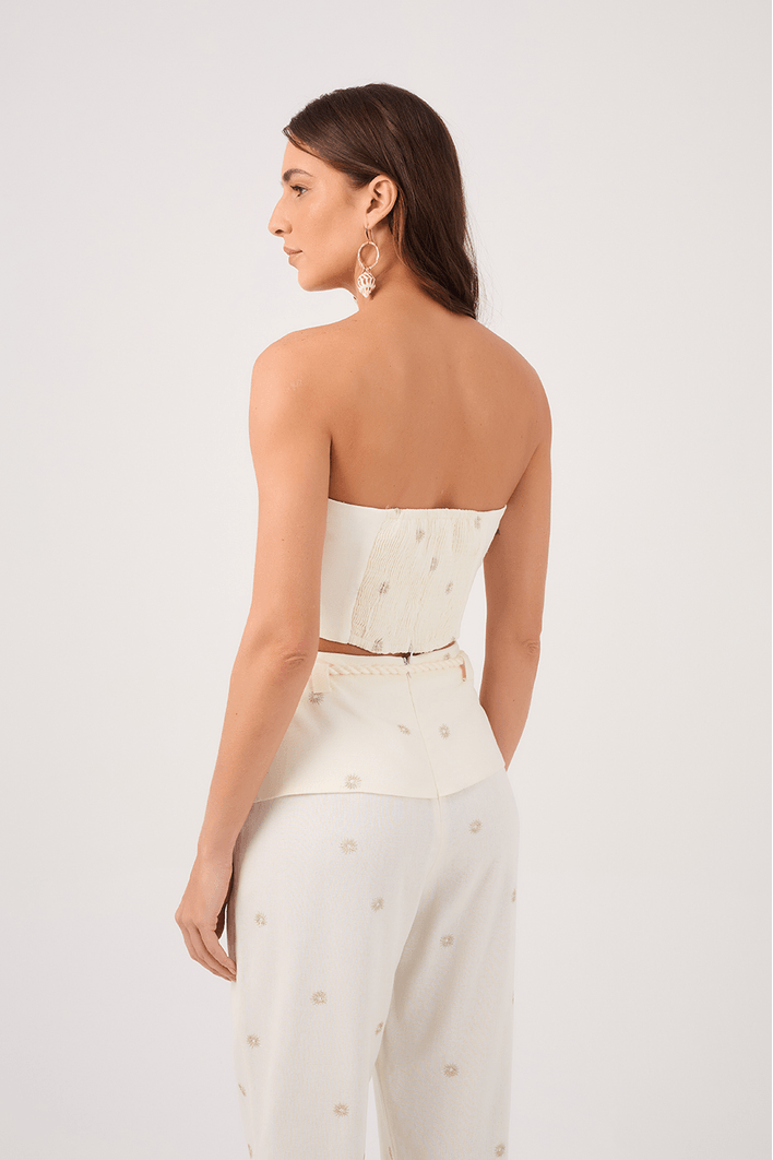 Top Linho Bordado Lurex Sol