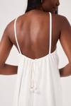 Vestido Cropped Linho Decote Bolas