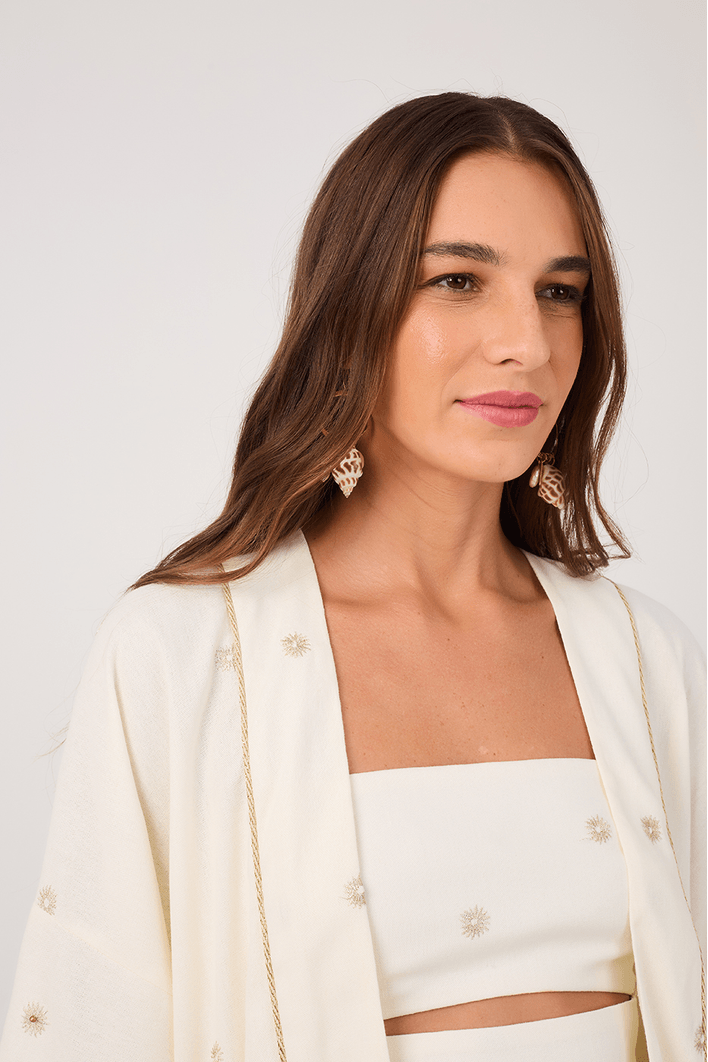 Kimono Linho Bordado Lurex Sol