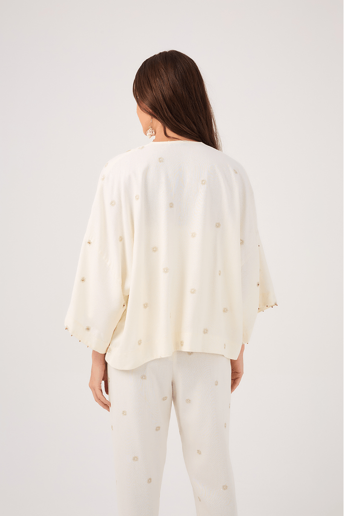 Kimono Linho Bordado Lurex Sol