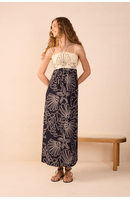 Vestido Cropped Bordado Estampa Mar