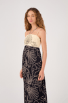 Vestido Cropped Bordado Estampa Mar