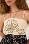 Vestido Cropped Bordado Estampa Mar