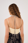 Vestido Cropped Bordado Estampa Mar