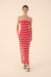 Vestido Sem Alça Tule Estampa Drop