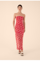 Vestido Sem Alça Tule Estampa Drop
