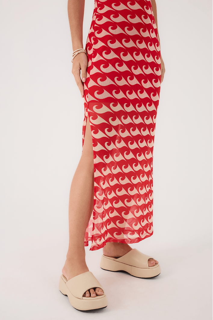 Vestido Sem Alça Tule Estampa Drop