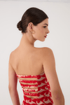 Vestido Sem Alça Tule Estampa Drop