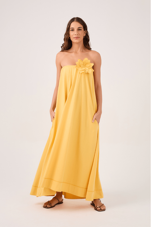 Vestido Amplo Tqc Com Broche Flor