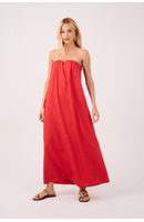 Vestido Cropped Linho Bordado Paete