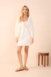 Vestido Curto Linho Bordado Lurex Sol
