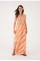 Vestido Tule Busto Lurex Estampa Areia
