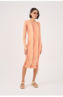 Vestido Franzido Tule Estampa Areia