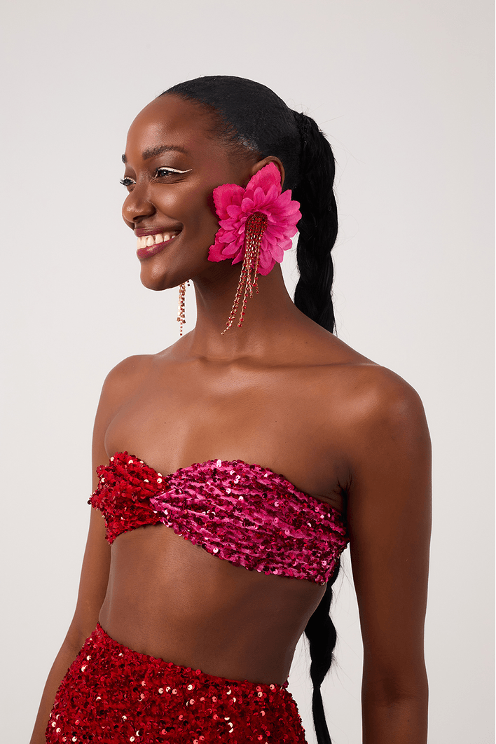 Conjunto Top E Hot Com Franja Carnaval