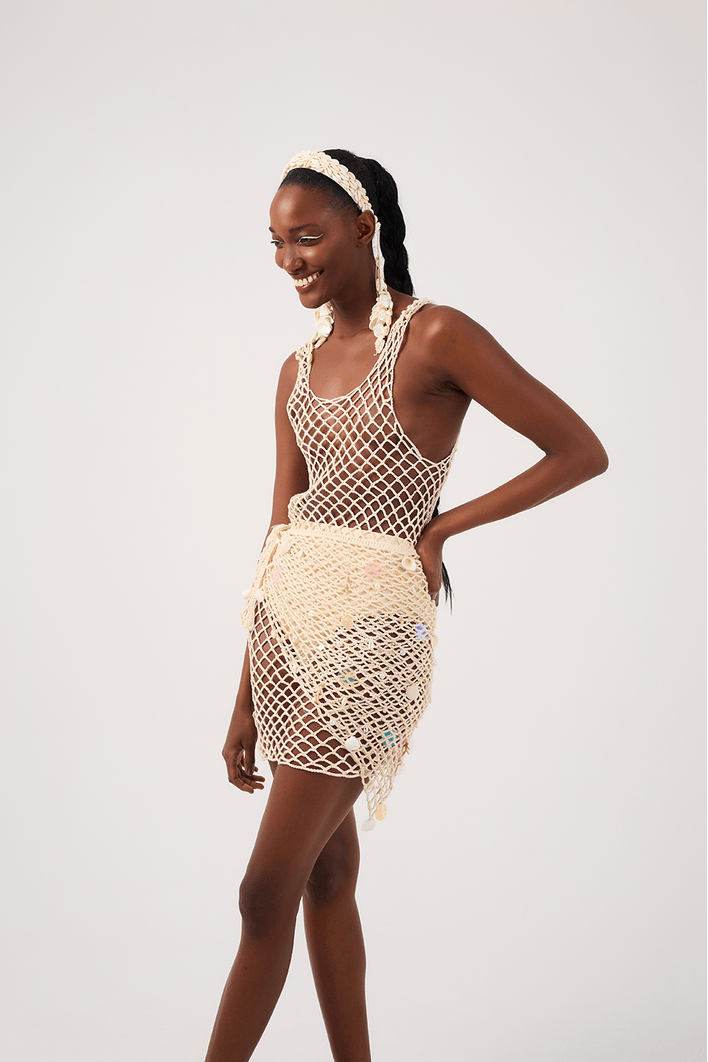 Vestido E Lenço Crochet Bordado