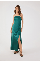 Vestido Cetim Cropped Franzido