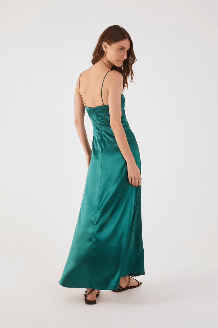 Vestido Cetim Cropped Franzido