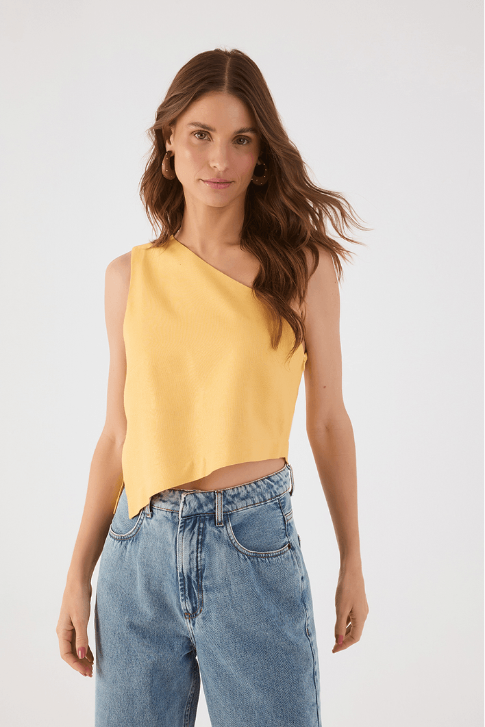 Blusa Linho Assimetrica Ombro So