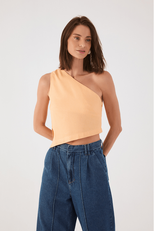 Blusa Linho Assimetrica Ombro So