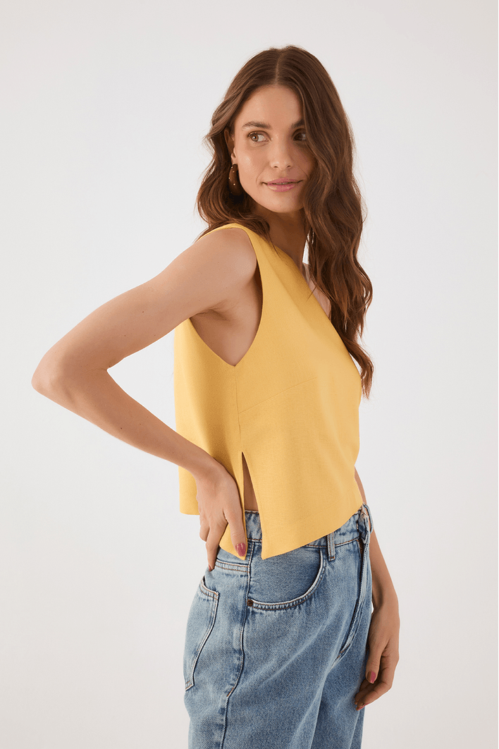 Blusa Linho Assimetrica Ombro So