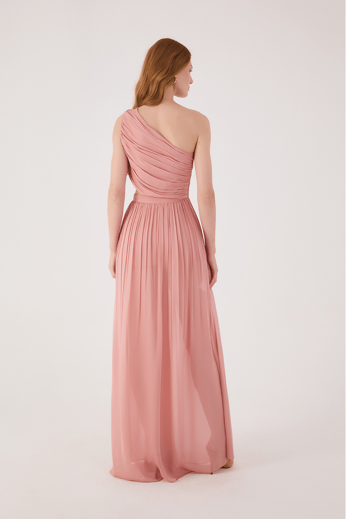 Vestido Longo Ombro Só Drapeado