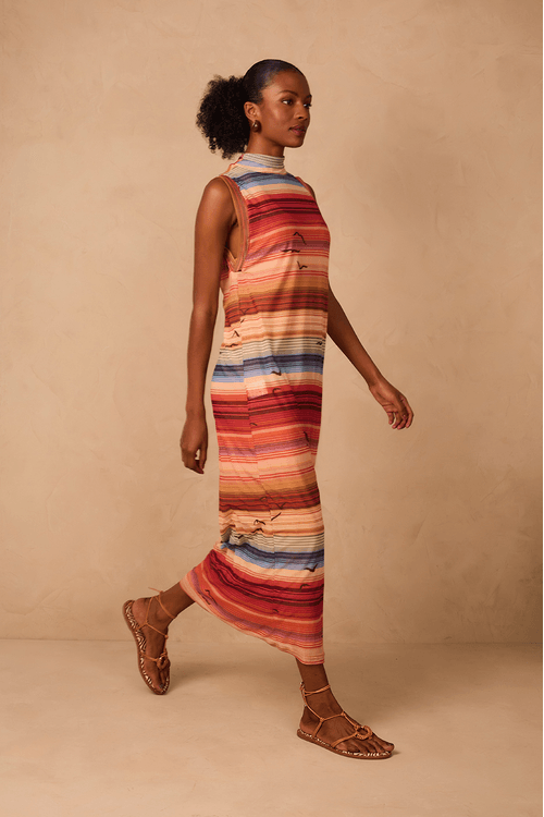 Vestido Tule Estampa Arpoador