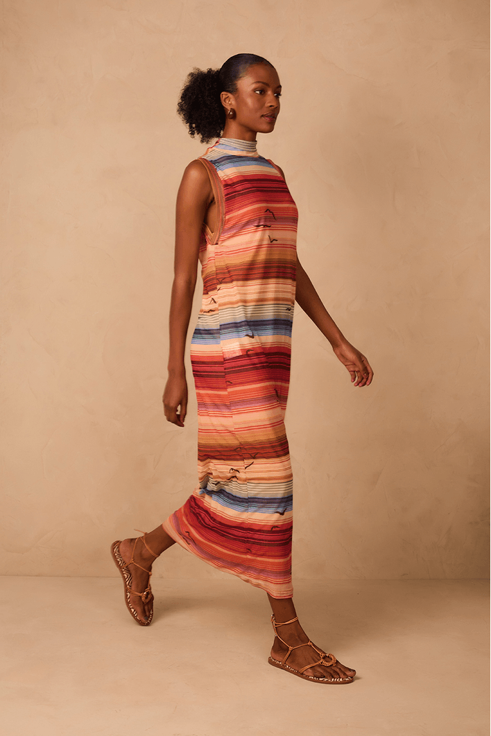 Vestido Tule Estampa Arpoador