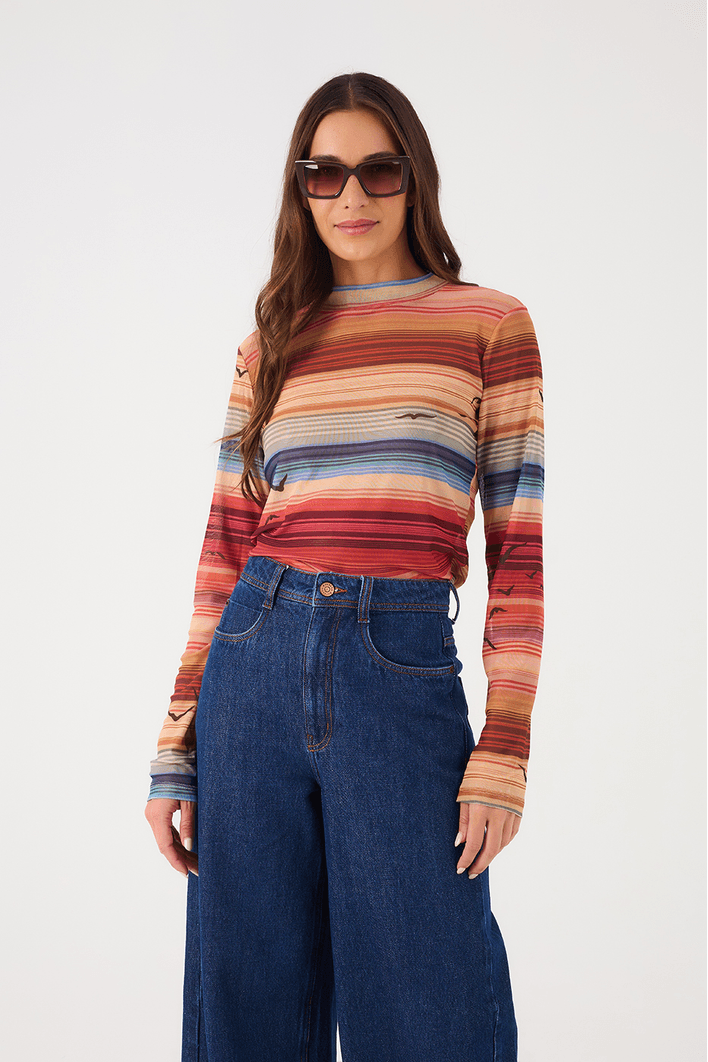 Blusa Tule Estampa Arpoador