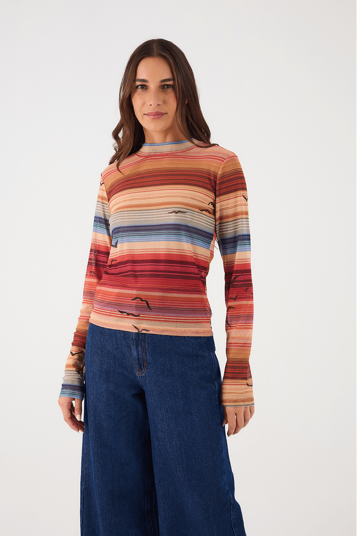 Blusa Tule Estampa Arpoador