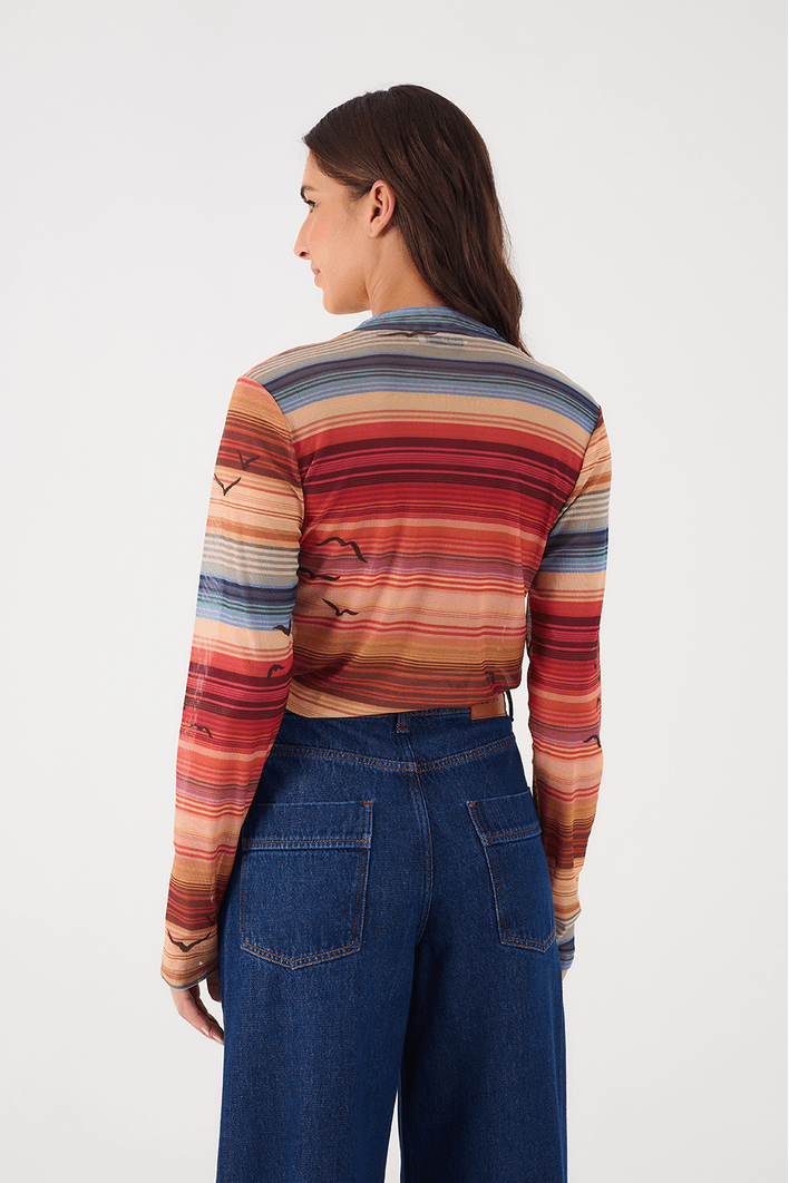 Blusa Tule Estampa Arpoador