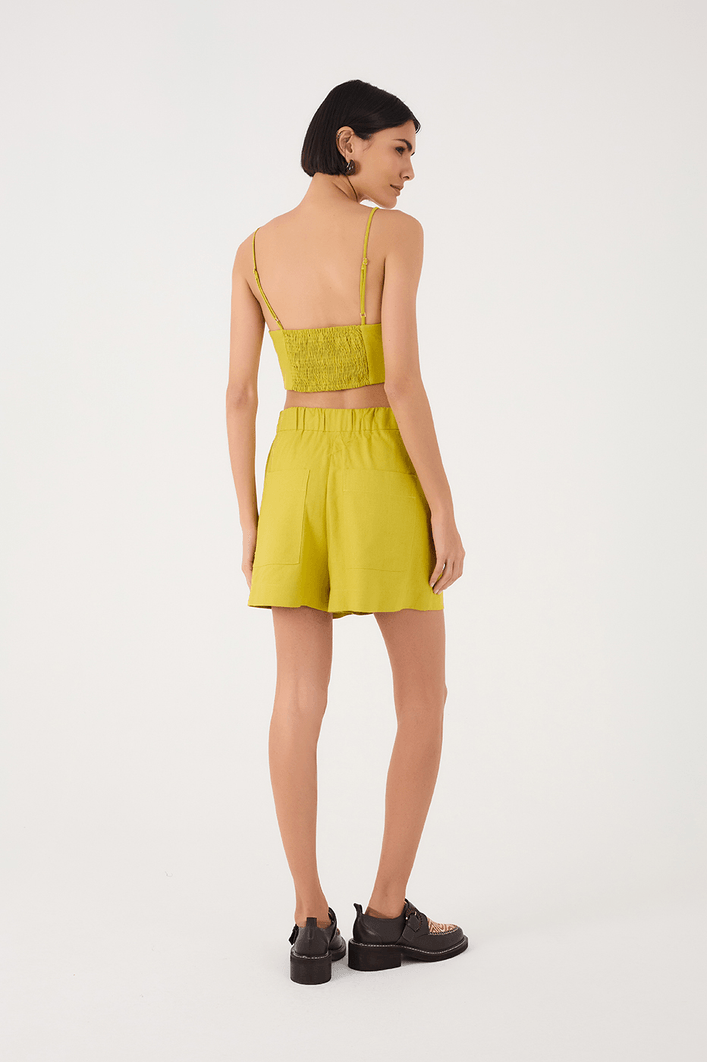 Short Linho Braguilha Deslocada