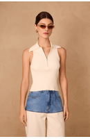Blusa Tricot Canelada Com Zíper