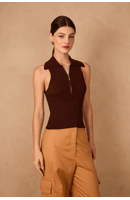 Blusa Tricot Canelada Com Zíper