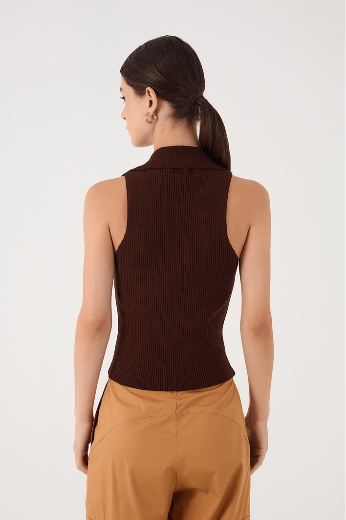 Blusa Tricot Canelada Com Zíper