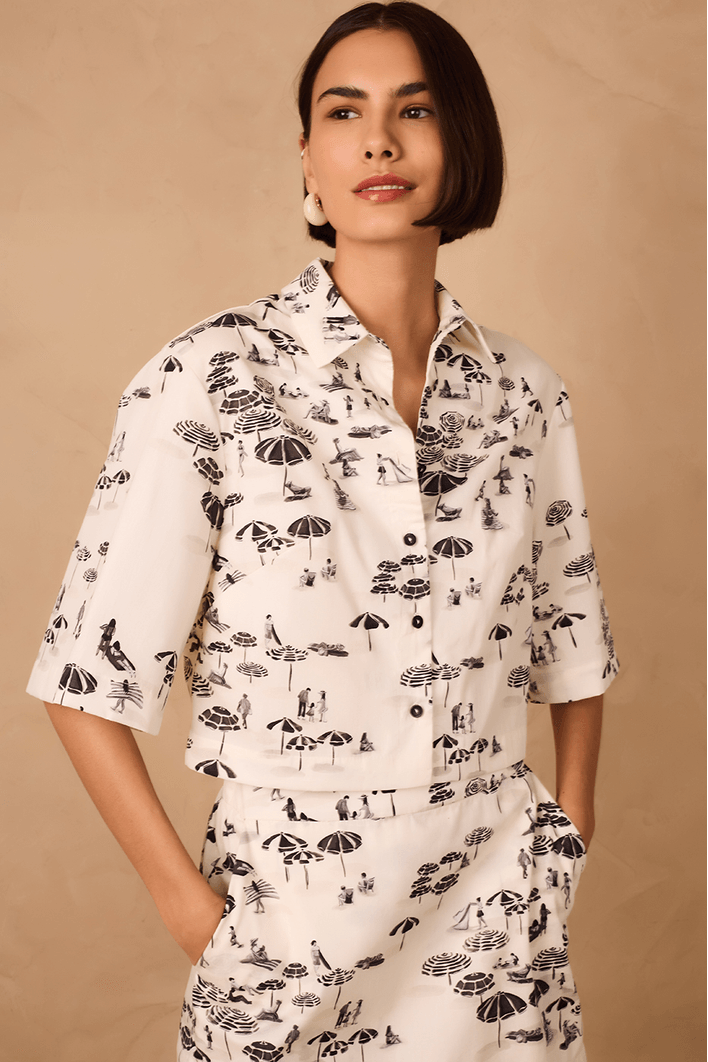 Camisa Cropped Estampa Pé Na Areia