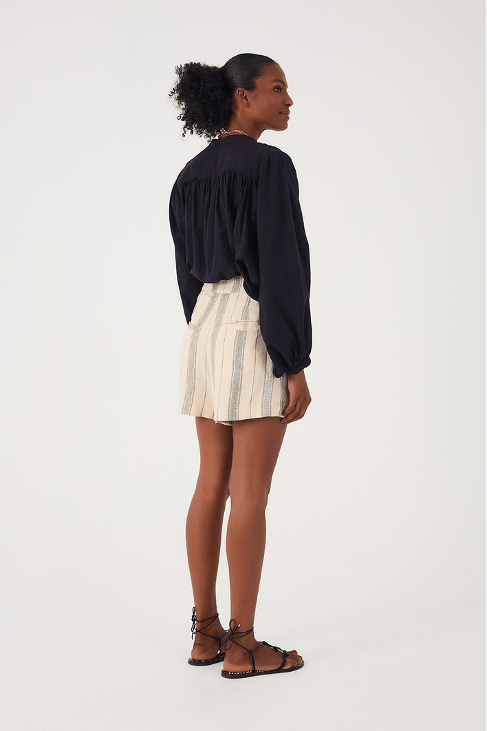 Short Saia Linho Listrado