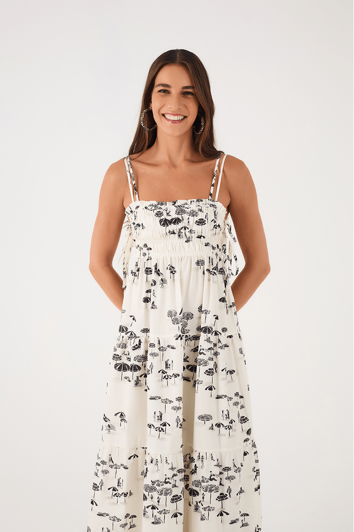 Vestido Midi Estampa Pé Na Areia