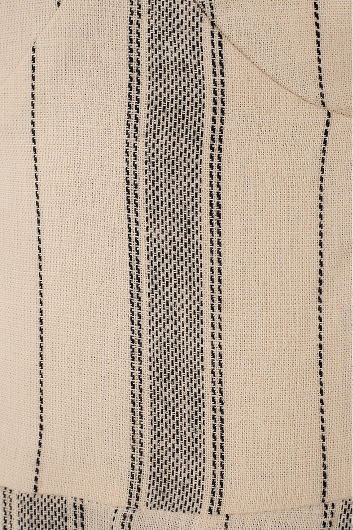 Macacao Linho Listrado Bojo Recortado