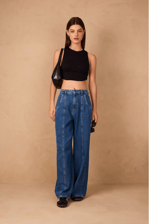 Calça Jeans Recorte Frente