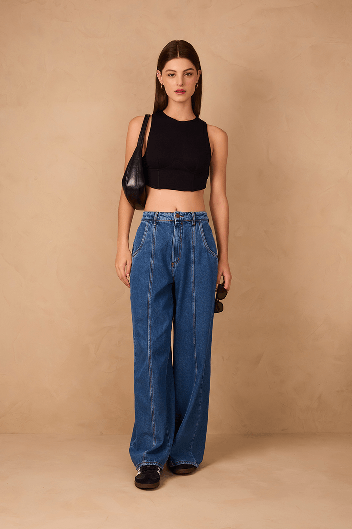 Calça Jeans Recorte Frente