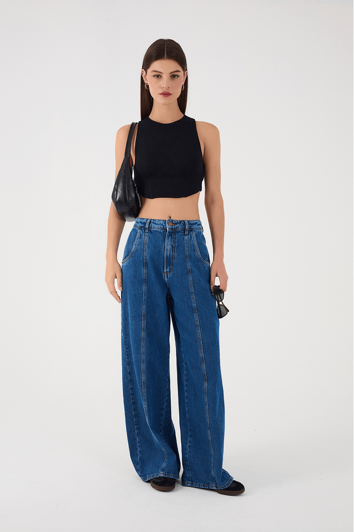 Calça Jeans Recorte Frente