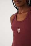 Camiseta Canelada Com Bordado Coqueiro