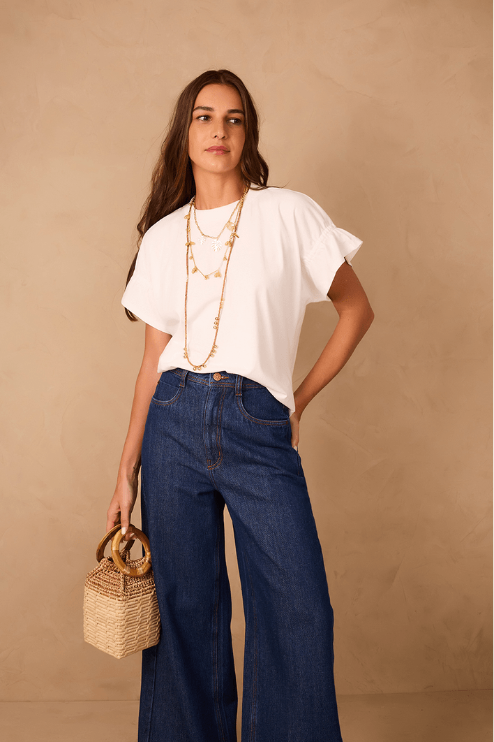 Blusa T-shirt Manga Franzida