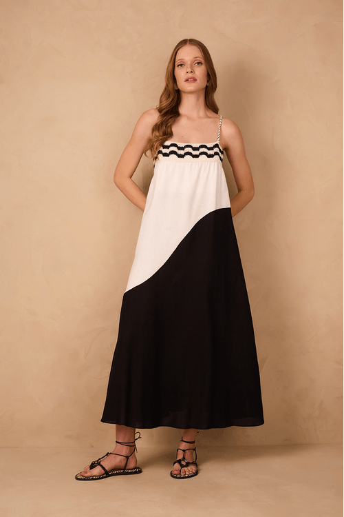 Vestido Cropped Linho Pala Crochê