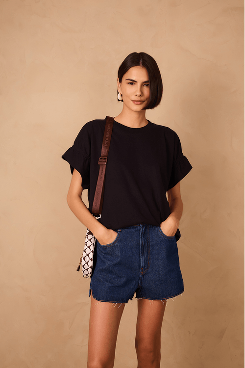 Blusa T-shirt Manga Franzida