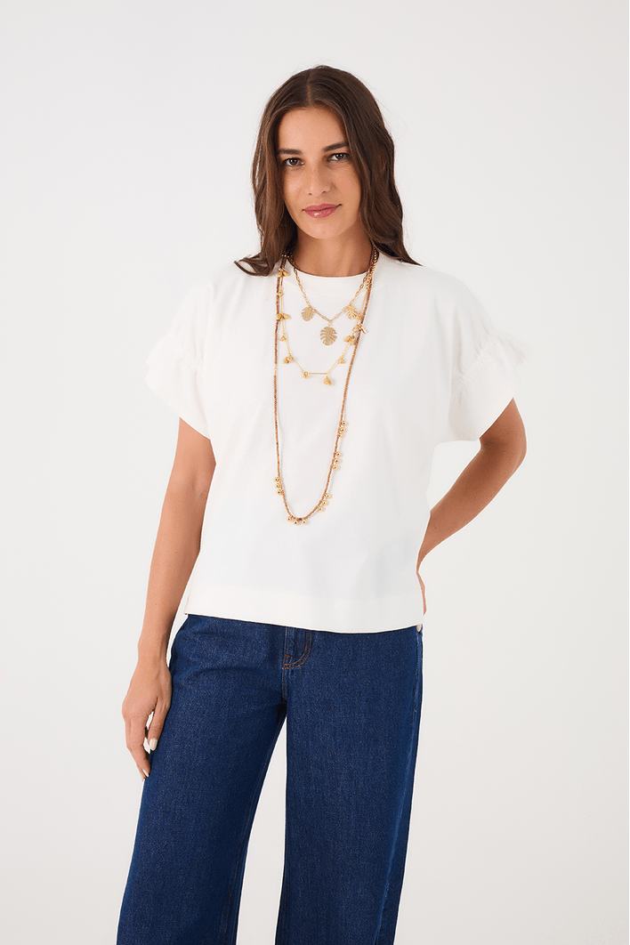 Blusa T-shirt Manga Franzida