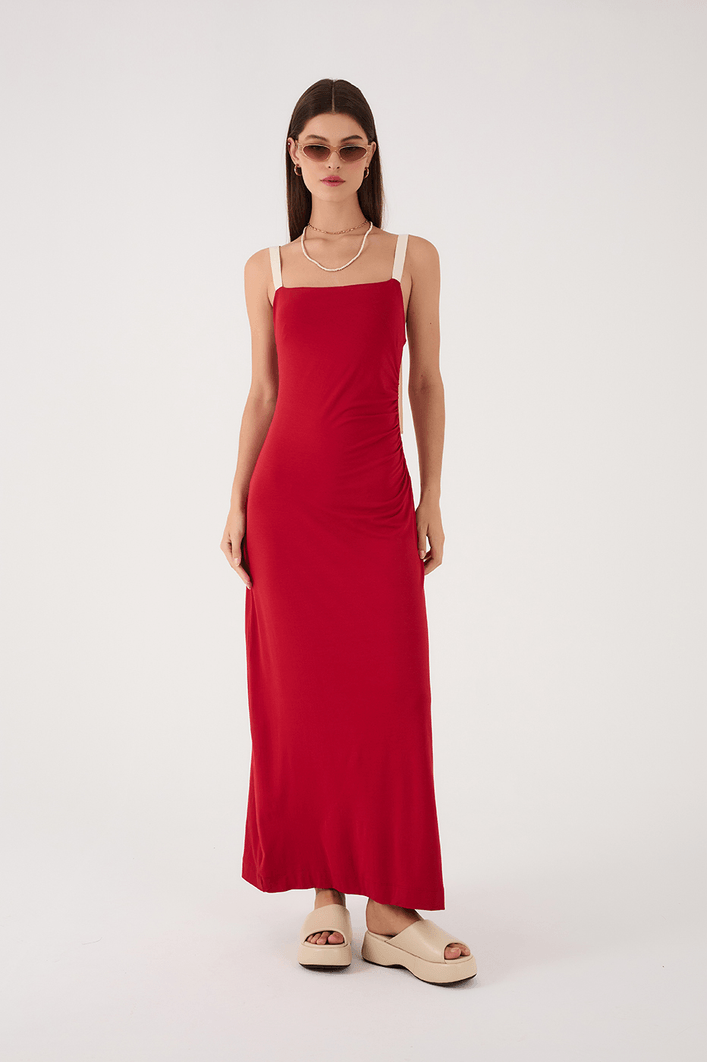 Vestido Cropped Franzido Lateral
